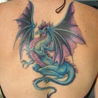 Flying purple dragon tattoo
