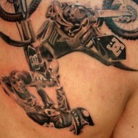 Freestyle motocross tattoo on back