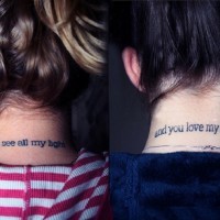 Friendship quote tattoos on necks