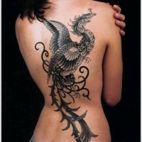 Full bird tattoo designs for girl on back