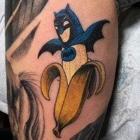 Funny cartoon style colored banana with Batman