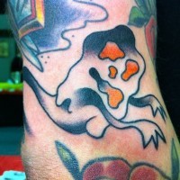 Funny cool gray ghost tattoo on arm