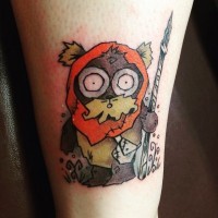 Funny designed and colored little forearm tattoo of Star Wars hero