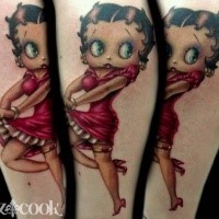 Funny looking colored tattoo of dancing girl