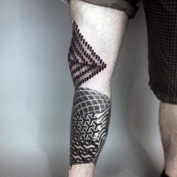 Geometrischer Stil schwarzes Knie und Bein Tattoo