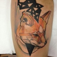 Geometrical style colored tattoo of fox