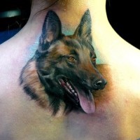 German shepherd tattoo on back for girls