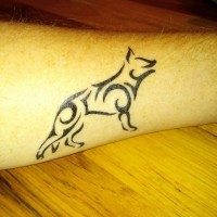 German shepherd tattoo on hand for man