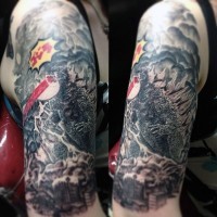 Tatuaje en el brazo, Godzilla grande
increíble gris