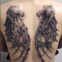 Gothic wings tattoo on back