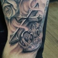 Gray washed style of crown with cross