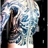 Great biomechanical tattoo on whole back