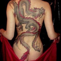 Great colorful  dragon tattoo for women