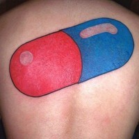 Great coloured geek tattoo on back