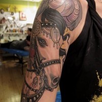 Großartiger Pferdekopf Tattoo am Arm