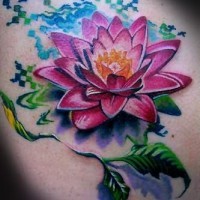 Great lotus flower with patterns tattoo