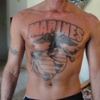 Great marine corps us symbol tattoo on chest