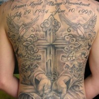 Great memorial tattoo on back