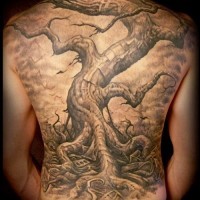 grande realistico albero morto tatuaggio sulla schiena