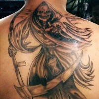 Great terrible grim reaper tattoo on back
