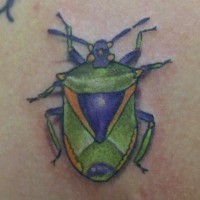 Green blue bug tattoo