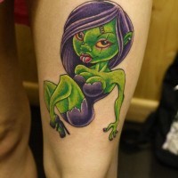 Green little girl zombi tattoo by Craig Holmes