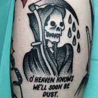 Grim reaper black ink tattoo by mike adams