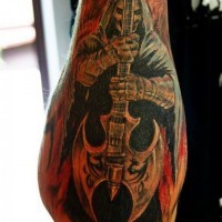 Grim reaper with sword forearm tattoo