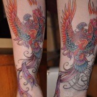 Hand chinese tattoo with big phoenix