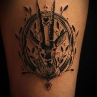 Homemade style black ink tattoo of gazelle portrait