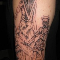 Homemade style colored big shoulder tattoo on Silent Hill monsters
