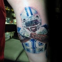 Homemade style colored tattoo of American football player