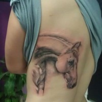Horse head tattoo on  back