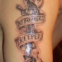 I am brother keeper military memorial tattoo on arm