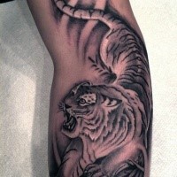 Illustrative style beautiful looking arm tattoo of tiger