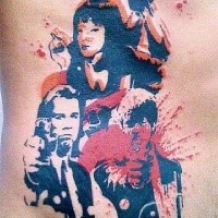 Illustrative style colored side tattoo of famous actors