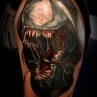Image like colored shoulder tattoo of evil Venom