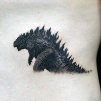 Tatuaje en la espalda, Godzilla negro  estupendo detallado