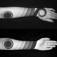 Incredible black ink original forearm tattoo of tribal ornaments