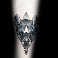 Incredible looking arm tattoo of black panther with pyramid