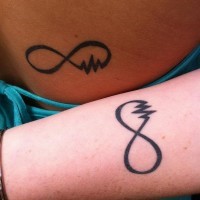 Infinity heart beat in small friendship tattoos