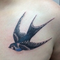 bel uccello rondine inchiostro tatuaggio su petto di ragazzi