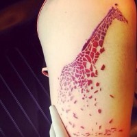 Interesting color ink giraffe tattoo