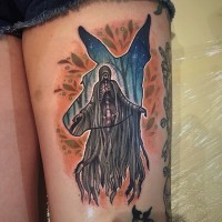 Tatuaje en el muslo,  Dementor tremendo con silueta de patronus