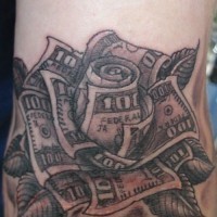 Interessante Blume Tattoo von Dollarscheinen