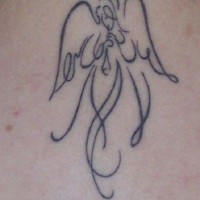 Interesting tribal angel tattoo
