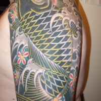 Japanese koi fish tattoo on half sleeve