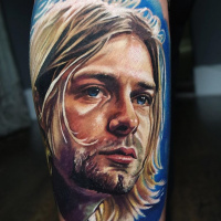 Kurt Cobain portrait tattoo