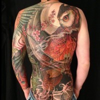 Large color tattoo owl