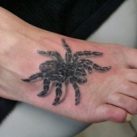 Large spider tattoo on foot